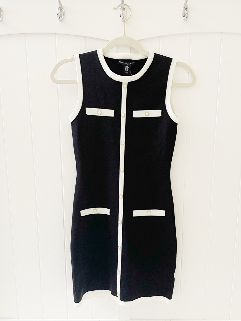 Sincerely Jules Black Mini Dress with Cream Trim